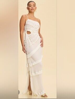 Ivory One-Shoulder Cutout Maxi Dress